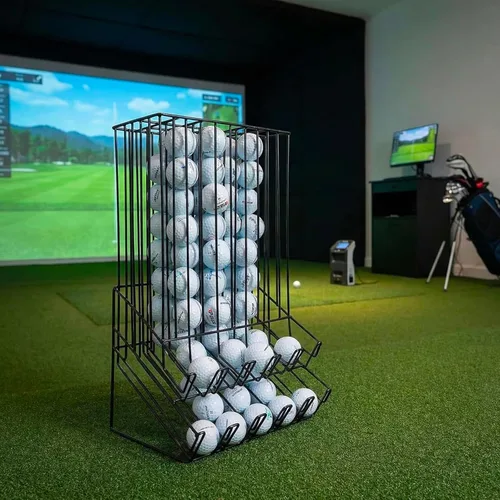 Vista 6 de MyGift Golf Ball Basket Holder - Matte Black Metal Wire Golf Ball Dispenser and Countertop Display Rack