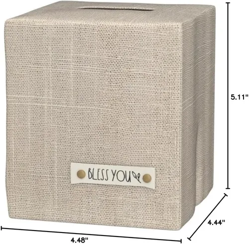 Vista 10 de Elegante funda para caja de pañuelos: este soporte de lino beige cubre instantáneamente tus cajas de pañuelos cuadradas, la cubierta de cubo