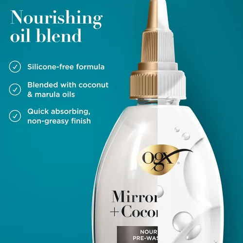 Vista 10 de OGX Mirror Shine + Coconut Oil - Brillo de cabello prelavado, 4 onzas