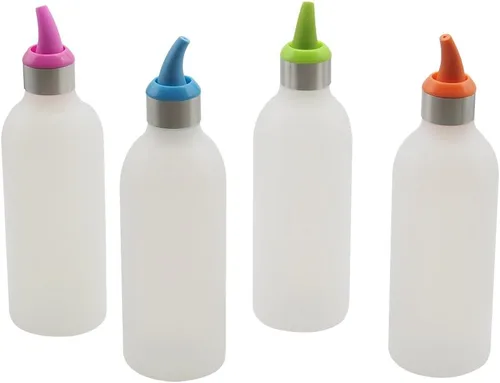 Vista 6 de 4 botellas exprimibles, botellas de plástico de 15 onzas para condimentos, dispensador de salsa, aderezo para salsa picante, condimentos, jarabe