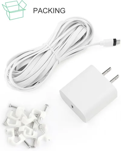 Vista 7 de ALERTCAM Adaptador de corriente para Spotlight Cam Plus/Pro (batería), con cable plano de 25 pies/24.6 ft para exteriores, resistente a