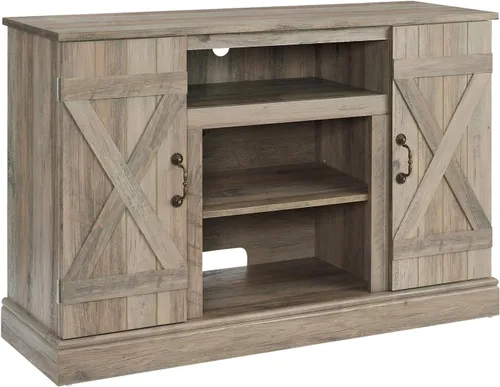 Vista 5 de Farmhouse Classic Media - Soporte de TV antiguo para TV de hasta 50 pulgadas con espacio de almacenamiento abierto y cerrado
