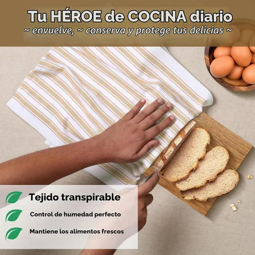 Vista 7 de Native Fab Toallas de Cocina de Algodón 100% Beige - 16x26 pulgadas - Juego de 12 - Toallas de Platos con Tejido de Canasta a Rayas para Limpiar