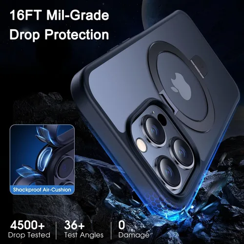 Vista 5 de CASEKOO - Funda diseñada para iPhone 14 Pro con soporte magnético invisible [protección contra caídas de grado militar] [compatible con MagSafe]