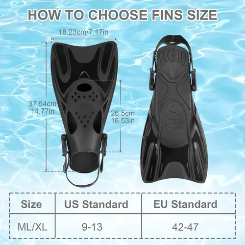 Vista 5 de Snorkeling Gear for Adults, Mask Fins Snorkel Set, Panoramic View Diving Mask Anti-Fog, Anti-Leak, Dry Top Snorkel and Dive Flippers with Travel Bag