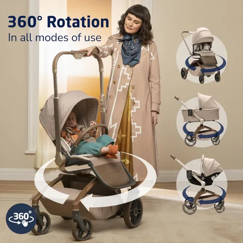 Vista 4 de Maxi-Cosi Tana 360 - Cochecito modular giratorio, cochecito y asiento de coche, sistema de viaje combinado, patrimonio natural