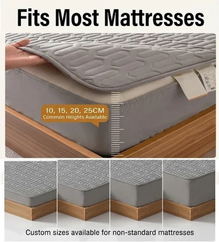 Vista 5 de Waterproof Six-Sided Mattress Encasement Quilted Zippered Gris Oscuro