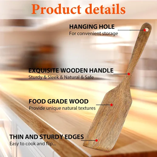 Vista 3 de cuchara de madera espátula de cocina spurtle de madera cuchara de cocina