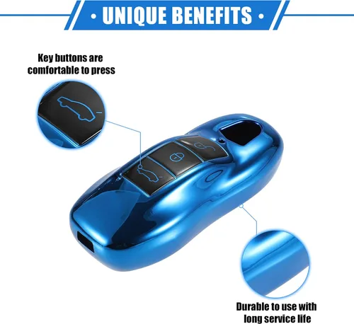 Vista 3 de Funda protectora para llavero de automóvil con control remoto de 3 botones, compatible con Porsche Cayenne Panamera 2011-2017, protección completa