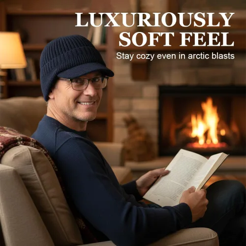 Vista 6 de Gorro de punto elástico cálido con protección para los oídos, unisex, acogedor, gorro de invierno con ala y orejeras para hombres y mujeres