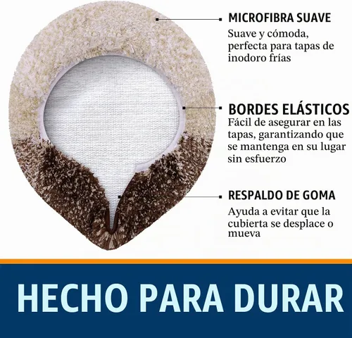 Vista 3 de OLANLY Funda de asiento de inodoro de microfibra suave para baño, cubiertas de asiento lavables a máquina, 17.5x15 pulgadas, con respaldo de goma