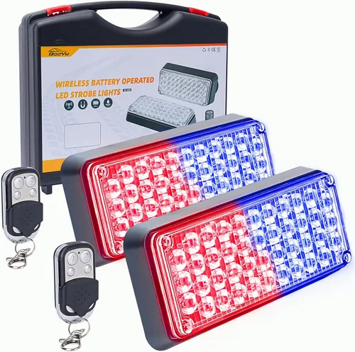 Vista 9 de Luz estroboscópica intermitente magnética ámbar/verde, controlador W, luces LED de seguridad recargables a pilas, barra de luz de advertencia de 2