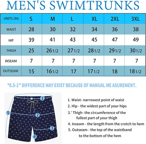 Vista 6 de Biwisy Mens Swim Trunks Quick Dry Beach Shorts Mesh Lining Swimwear Bathing Suits with Pockets