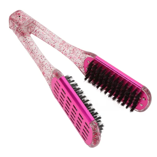 Vista 8 de YUYTE Cepillo de peine alisador de pelo de doble cara, abrazadera de peinado suave para alisar, desenredar y alisar el cabello, rojo rosa
