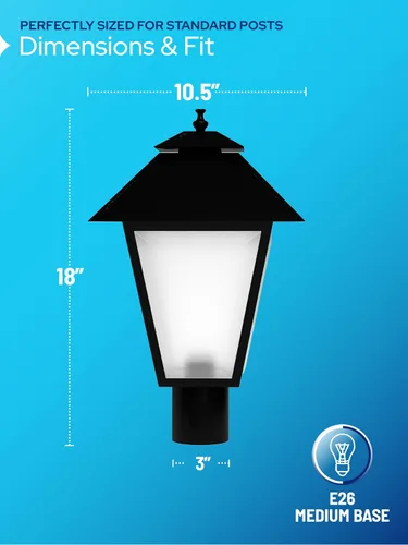 Vista 2 de KASTLITE Lámpara de poste para exteriores, se adapta a postes de lámpara de 3 pulgadas, luz de poste de linterna impermeable antioxidante, base E26