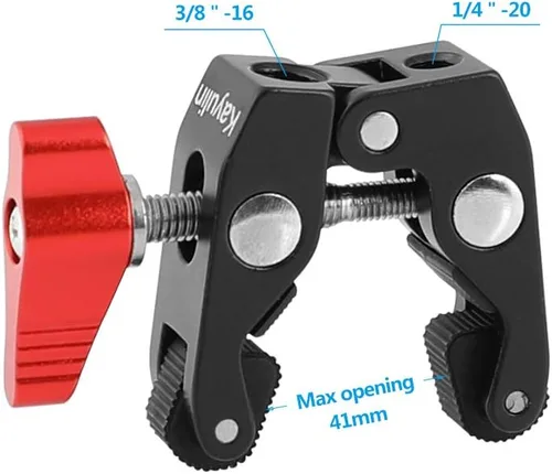 Vista 2 de Abrazadera Super Crab con 1/4"-20 y 3/8"-16 puntos de montaje para kit de estudio fotográfico (2 piezas)