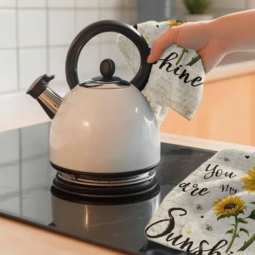 Vista 9 de Toallas de cocina rústicas de girasol, papel de periódico retro marrón rústico de microfibra absorbente para platos de cocina, toalla de baño