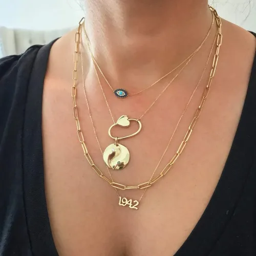 Vista 3 de BOUTIQUELOVIN - Collar de cadena de eslabones, de oro de 14 quilates, para mujeres y niñas