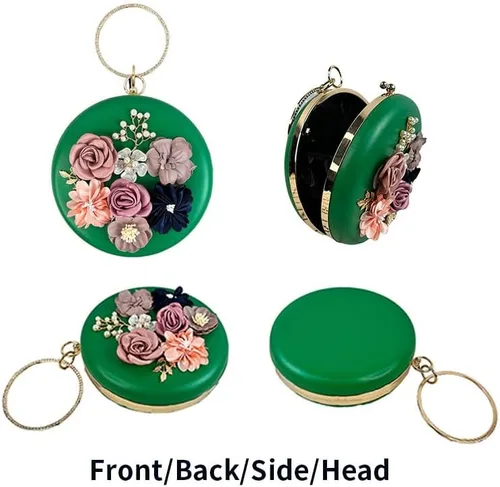 Vista 3 de shiiriin Bolso de mano para mujer 3D rosa nude floral bolso de mano Hecho a mano con perla Boda nupcial diurna fiesta de noche