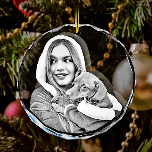 Vista 2 de Adorno de cristal 2D, grabado con láser 3D, imagen de regalo de cumpleaños memorable, personalizado con tu propia foto para hombres, mujeres, mamá