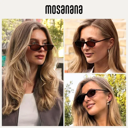 Vista 4 de mosanana Gafas de sol ovaladas rectangulares de moda para mujer, estilo retro de los años 90, estilo pequeño MS52586