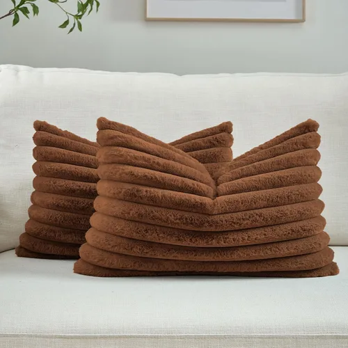Vista 54 de FUTEI Pack of 2 Faux Fur Throw Pillow Covers 20x20 Inch, Navy Blue Azul marino