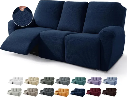 Vista 24 de JIVINER Fundas de sofá reclinable de 8 piezas, fundas elásticas de jacquard para sofá reclinable, fundas para sala de estar, protector suave de 3
