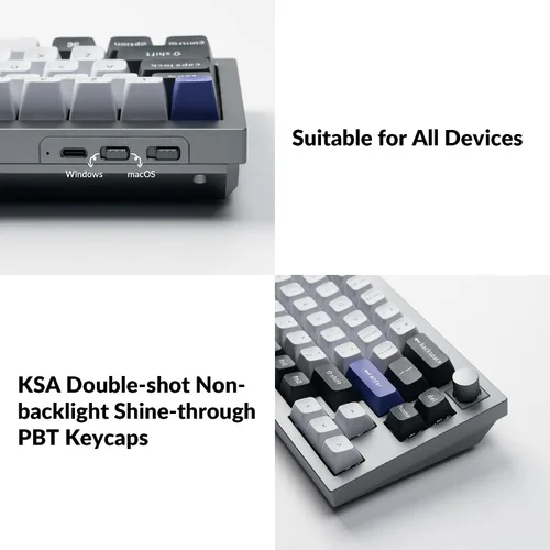 Vista 6 de Keychron Q2 Pro QMKVIA Teclado mecánico inalámbrico personalizado, perilla programable de metal completo, interruptores rojos K Pro intercambiables