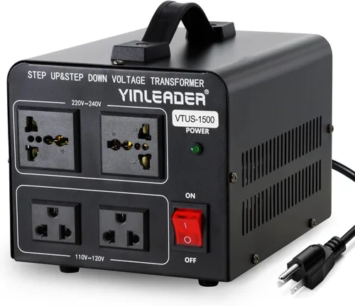 Vista 7 de Yinleader Transformador de voltaje Step Up & Step Down Convertidor de potencia con cable de alimentación de EE. UU., convierte 110 V a 220 V O 220 V