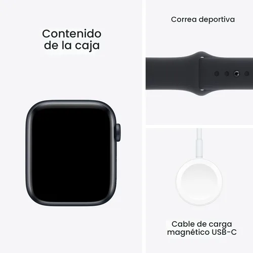 Vista 8 de Apple Watch SE (2ª generación) [GPS 1.732 in] Smartwatch con caja de aluminio medianoche con correa deportiva de medianoche M/L. Monitor de fitness