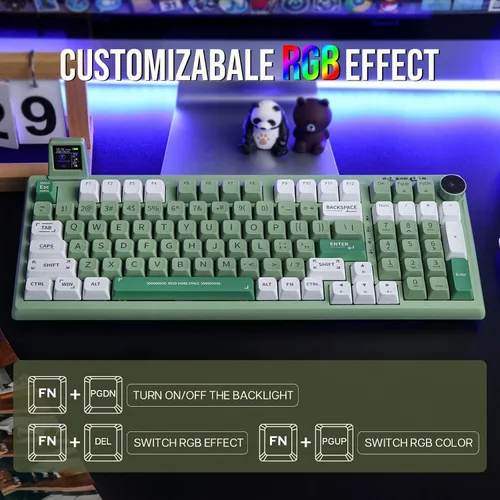 Vista 6 de EPOMAKER RT100 - Junta de 97 teclas BT5.02.4GUSB-C Teclado mecánico con pantalla de visualización personalizable, perilla, enchufe intercambiable