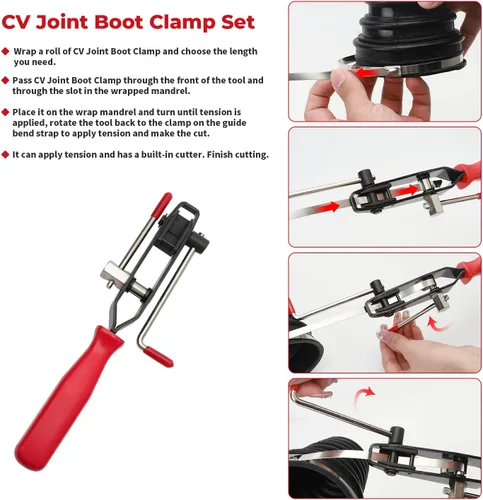 Vista 5 de Alicates de Abrazadera de Eje de Funda de Junta CV para Auto/ATV con 20 Piezas de Abrazaderas de Banda de Funda de Junta CV de Acero Inoxidable