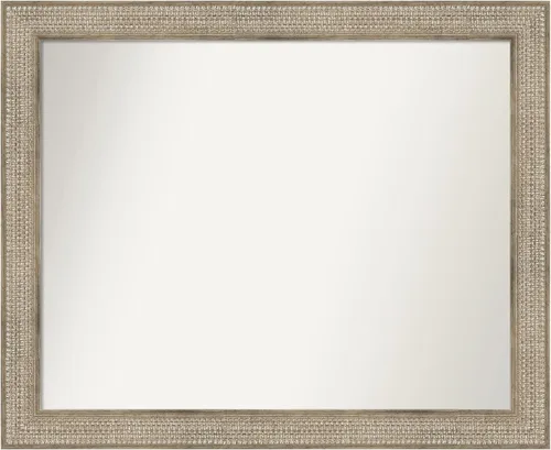 Vista 233 de Amanti Art Espejo de baño plateado para sobre fregadero, 26 x 26 pulgadas, espejo cuadrado de níquel pulido, marco de madera tradicional mediano, se