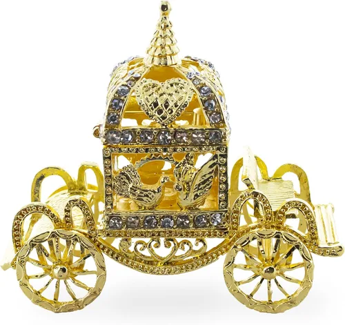 Vista 5 de BestPysanky Figura de caja de baratija de entrenador de coronación real dorada