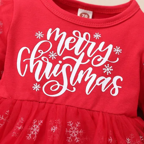 Vista 4 de Traje de Navidad para bebé, lindo traje de escalada con diadema, vestido rojo de una pieza para niñas de 0 a 3 años