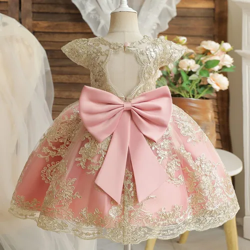 Vista 4 de TTYAOVO Vestido de flores para bebé, cumpleaños, princesa, fiesta, trajes de encaje