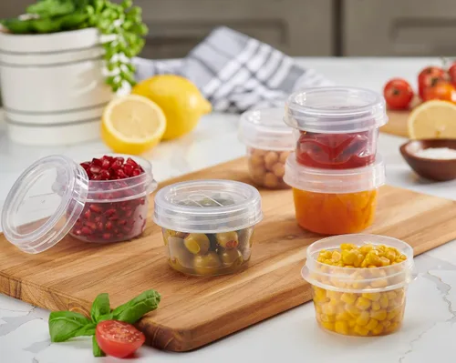 Vista 3 de PLASTICPRO Paquete de 6 recipientes de almacenamiento de alimentos con tapa giratoria con rosca transparente, recipientes reutilizables