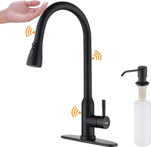 Vista 9 de Keer - Grifo de cocina táctil, grifo inteligente para fregadero de cocina con rociador extraíble, grifo de fregadero de barra de cocina activado