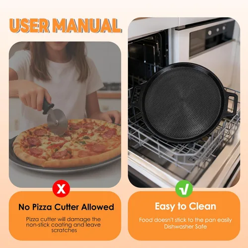 Vista 6 de Acero antiadherente para pizza grabado con láser, sartén para pizza de acero híbrido de 3 capas con núcleo de aluminio, mejor conductividad térmica