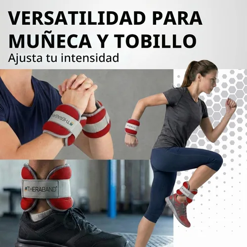 Vista 3 de THERABAND Pesas de tobillo, puño de muñeca de ajuste cómodo, 1 libra, juego