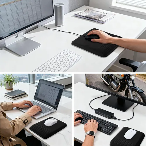 Vista 7 de Alfombrilla ergonómica para mouse con reposamuñecas, espuma viscoelástica súper suave, alivio del dolor para teclado de computadora, reposamanos