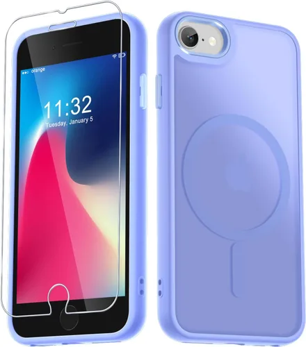 Vista 64 de YENAPOON Funda magnética mate para iPhone 11 con 1 protector de pantalla, compatible con Magsafe, translúcida esmerilada, delgada, a prueba