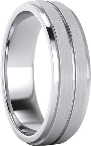 Vista 3 de Anillo de boda unisex de plata de ley maciza pesada de 0.236 pulgadas (0.236 in), ajuste cómodo, con centro elevado cepillado, lados pulidos