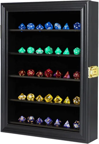 Vista 7 de HOROW Estuche grande de exhibición de dados DND poliédricos hexagonales con bloqueo con 98% de protección UV, organizador de dados
