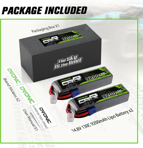 Vista 6 de OVONIC 4S LiPo Batería 9200mAh 14.8V 130C RC Batería con conector EC5 (paquete de 2)