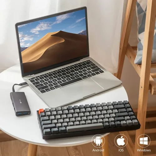 Vista 5 de Keychron Teclado mecánico Bluetooth K2 75% Layout con interruptor azul Gateron G Proretroiluminación LED blancaUSB CAnti GhostingN-Key