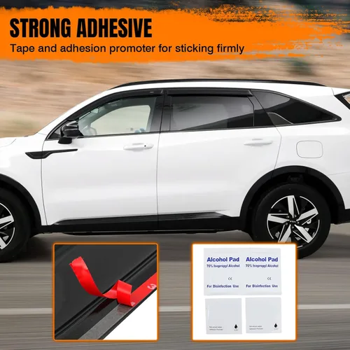 Vista 7 de Deflectores de visera de ventana con cinta, compatibles con Chevy Equinox 2010-2017, protectores de lluvia de ventana de estilo delgado, con tinte
