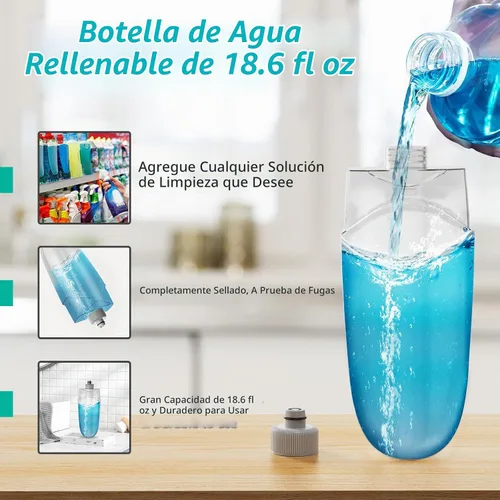Vista 2 de Mopa con aerosol para limpieza de suelos, mopa de microfibra para pisos de madera TRAV-ROUND con 3 almohadillas lavables reutilizables, apta