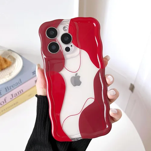 Vista 7 de DEFBSC Funda para iPhone 15 con bonito diseño ondulado, color negro