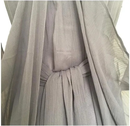 Vista 3 de Xfang - Vestido de gasa para mujer, disfraz de Halloween, vestido gris largo con cola